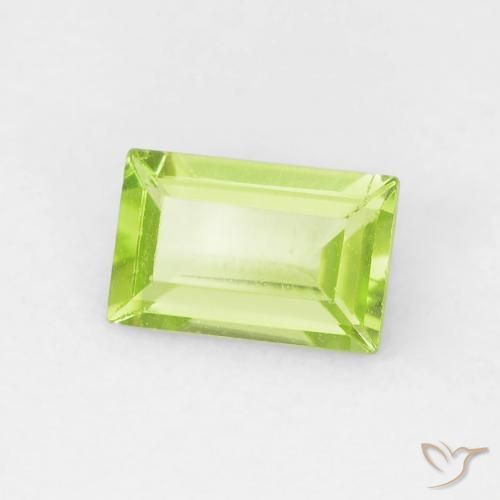 0.52 ct Green Peridot Stone, Natural Peridot in Baguette Facet Shape for Sale