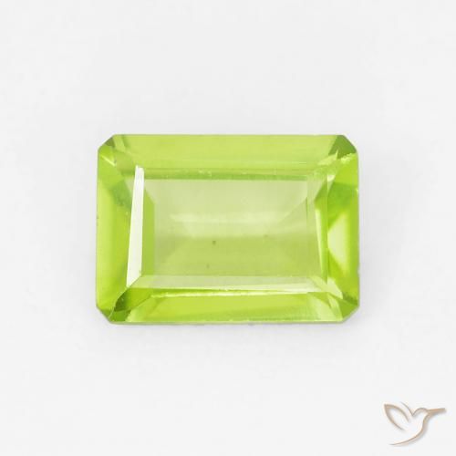 0.94ct Natural Bright Green Peridot, Emerald Cut, VVS-VS