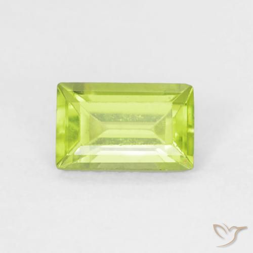 0.53ct Natural Bright Green Peridot, Baguette, VVS-VS