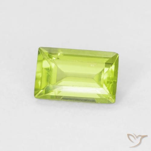 0.53 ct Green Peridot Stone, Natural Peridot in Baguette Facet Shape for Sale