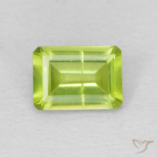 0.98ct Natural Bright Green Peridot, Emerald Cut, SI