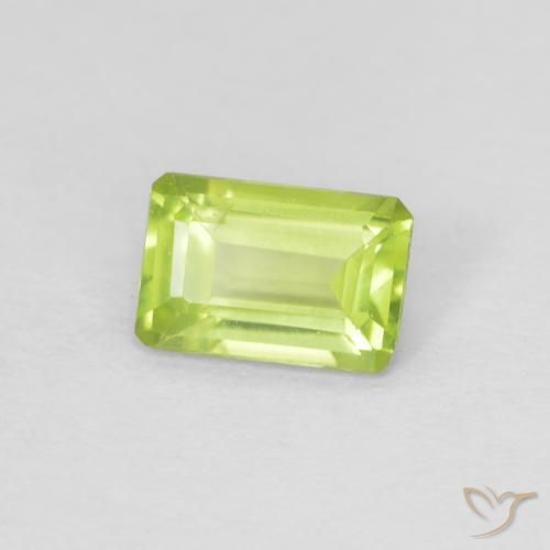 0.56 ct Green Peridot Stone, Natural Peridot in Octagon Step Cut Shape for Sale