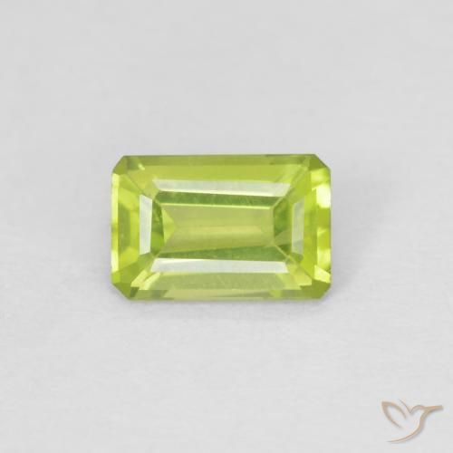 0.61ct Natural Medium Green Peridot, Emerald Cut, VVS-VS