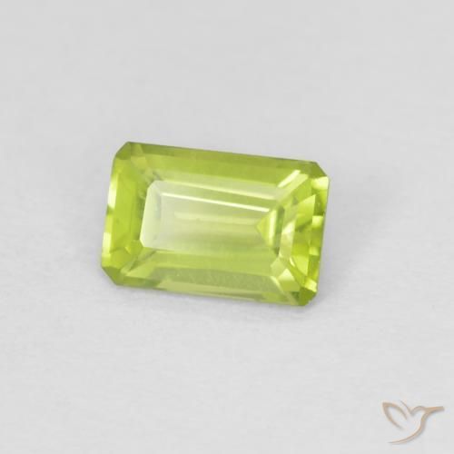 0.61 ct Green Peridot Stone, Natural Peridot in Octagon Step Cut Shape for Sale