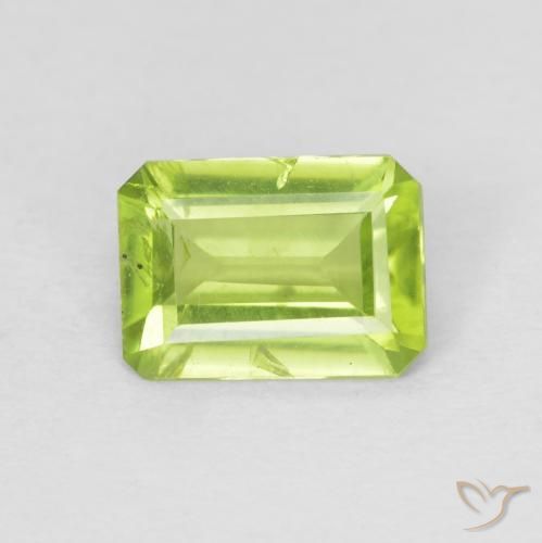 0.97 ct Green Peridot Gemstone, Peridot Gem in Octagon Step Cut Shape for Sale.