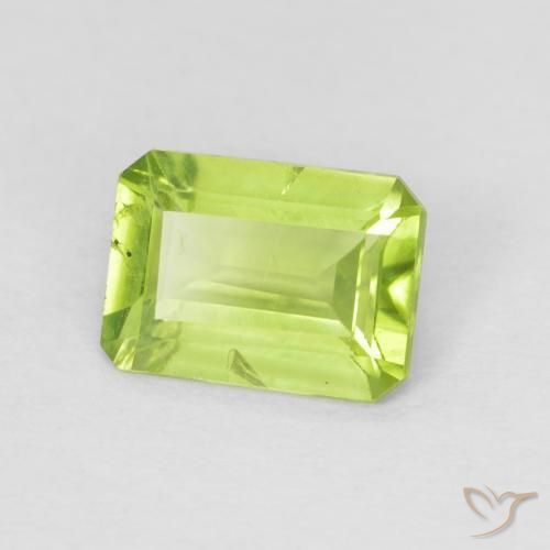 0.97 ct Green Peridot Stone, Natural Peridot in Octagon Step Cut Shape for Sale