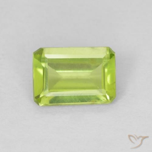 0.81ct Natural Medium Green Peridot, Emerald Cut, VS