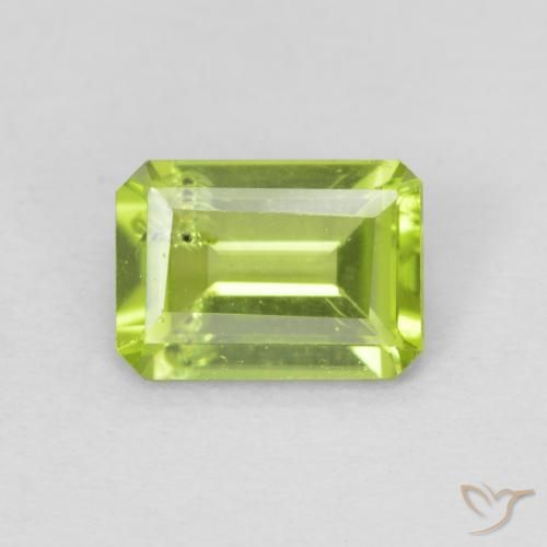 0.96ct Natural Bright Green Peridot, Emerald Cut, VS