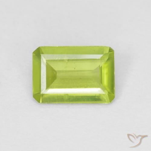 0.63ct Natural Bright Green Peridot, Emerald Cut, VS