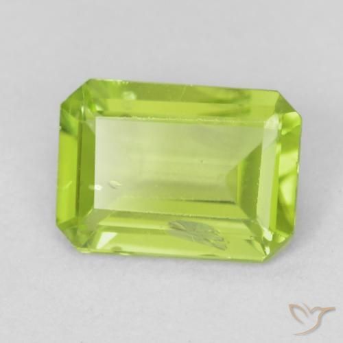 0.78 ct Green Peridot Stone, Natural Peridot in Octagon Step Cut Shape for Sale