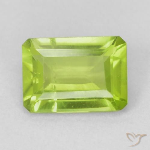 0.96ct Natural Bright Green Peridot, Emerald Cut, VS