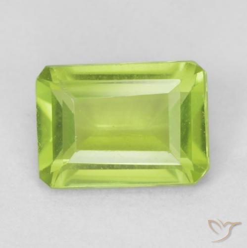 1.01ct Natural Yellowish Green Peridot, Emerald Cut, VS