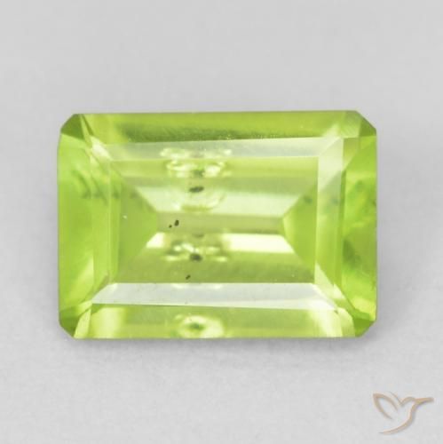 0.95ct Natural Yellowish Green Peridot, Emerald Cut, VS-SI