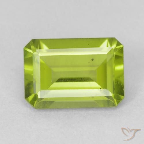 0.90ct Natural Bright Green Peridot, Emerald Cut, VVS