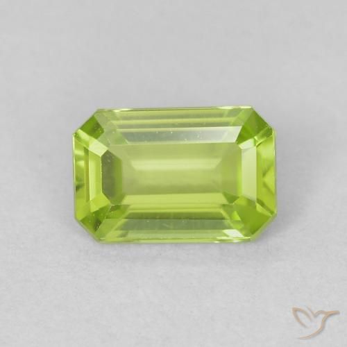 0.53ct Natural Lively Yellowish Green Peridot, Emerald Cut, VVS