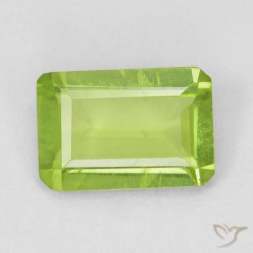 0.76ct Natural Medium Green Peridot, Emerald Cut, VS