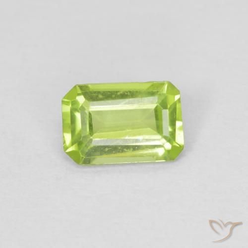 0.49ct Natural Medium Green Peridot, Emerald Cut, VVS-VS
