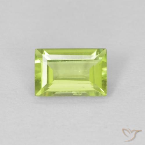 0.56ct Natural Medium Green Peridot, Baguette, VVS-VS