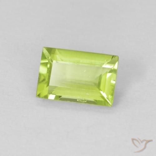 0.56 ct Green Peridot Stone, Natural Peridot in Baguette Facet Shape for Sale