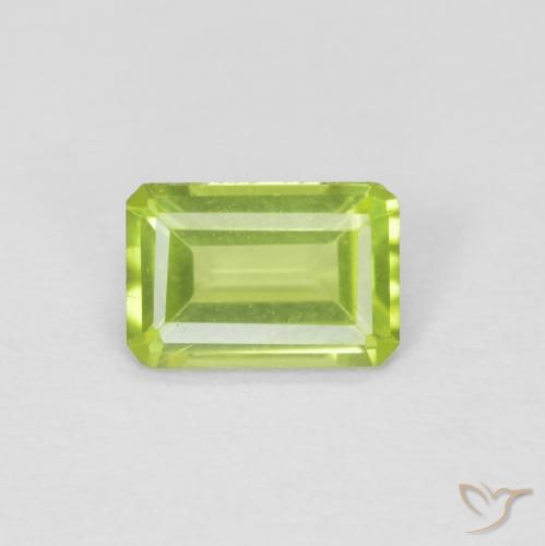 0.53ct Natural Bright Green Peridot, Emerald Cut, VVS-VS