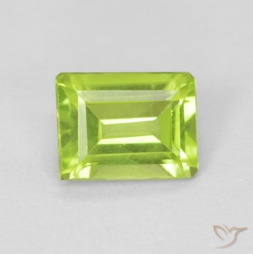 0.98ct Natural Bright Green Peridot, Emerald Cut, VVS-VS