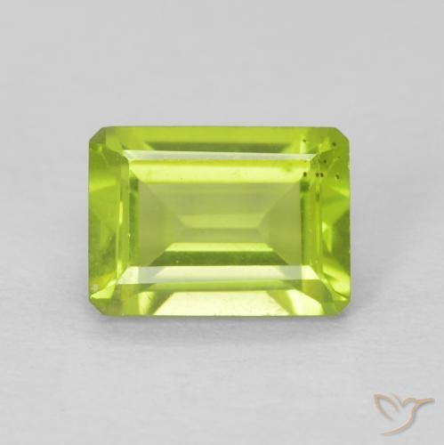 1.12ct Natural Bright Green Peridot, Emerald Cut, VS