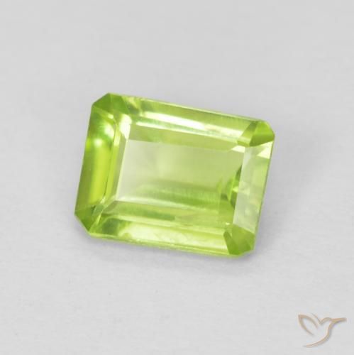 0.76 ct Green Peridot Stone, Natural Peridot in Octagon Step Cut Shape for Sale