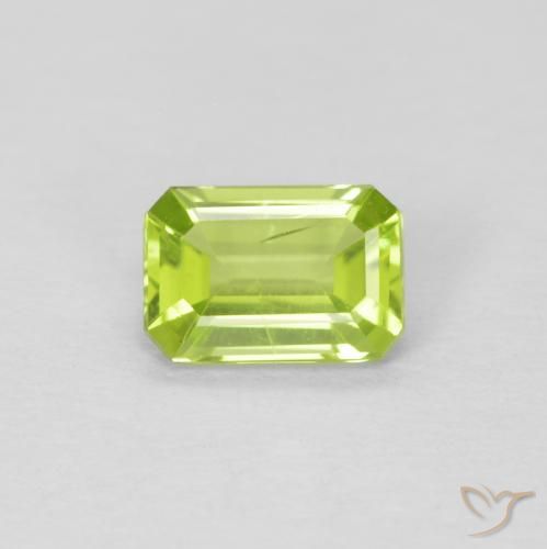 0.54ct Natural Bright Green Peridot, Emerald Cut, VVS-VS