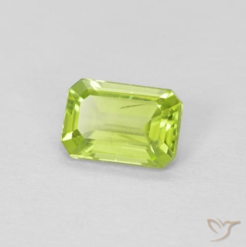 0.54 ct Green Peridot Stone, Natural Peridot in Octagon Step Cut Shape for Sale