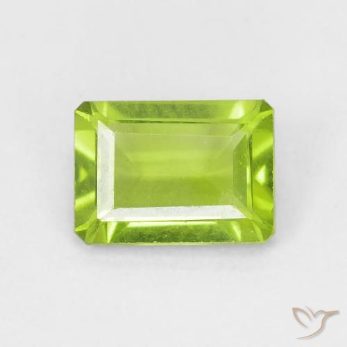 1.08ct Natural Bright Green Peridot, Emerald Cut, VVS-VS