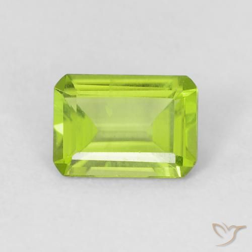 0.92ct Natural Bright Green Peridot, Emerald Cut, VVS-VS