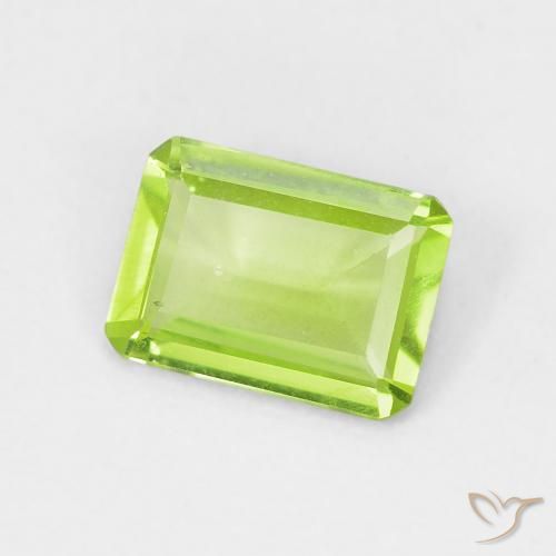 0.79 ct Green Peridot Stone, Natural Peridot in Octagon Step Cut Shape for Sale