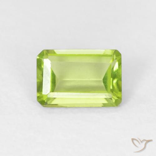 0.57ct Natural Bright Green Peridot, Emerald Cut, VVS-VS