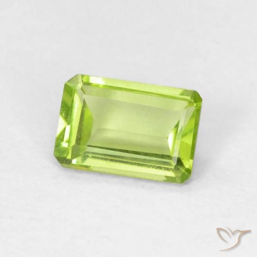 0.57 ct Green Peridot Stone, Natural Peridot in Octagon Step Cut Shape for Sale