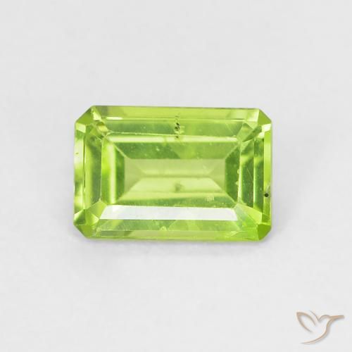 0.57ct Natural Medium Green Peridot, Emerald Cut, VS