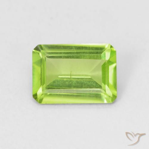 0.82ct Natural Medium Green Peridot, Emerald Cut, VS