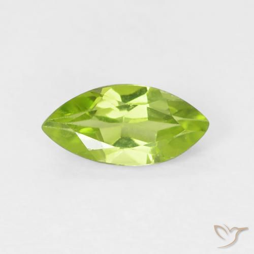 0.60ct Natural Medium Green Peridot, Marquise, VS
