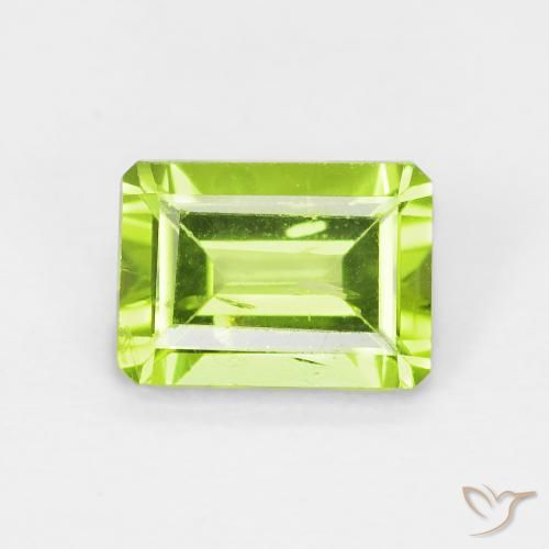 1.08ct Natural Medium Green Peridot, Emerald Cut, VS