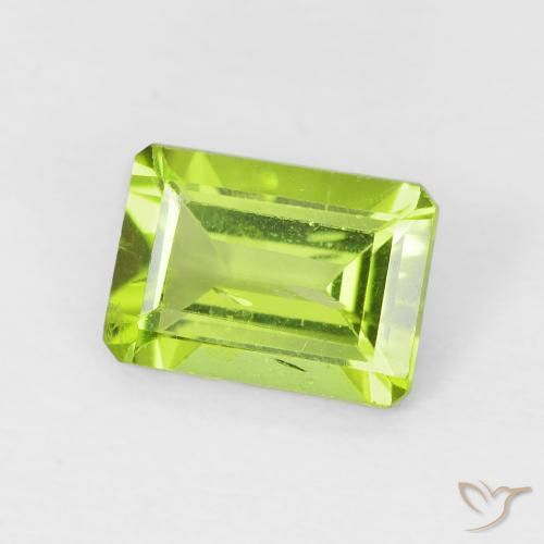 1.08 ct Green Peridot Stone, Natural Peridot in Octagon Step Cut Shape for Sale