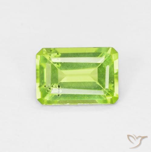 0.57ct Natural Yellowish Green Peridot, Emerald Cut, VS