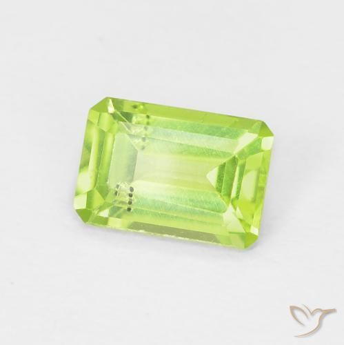 0.57 ct Green Peridot Stone, Natural Peridot in Octagon Step Cut Shape for Sale