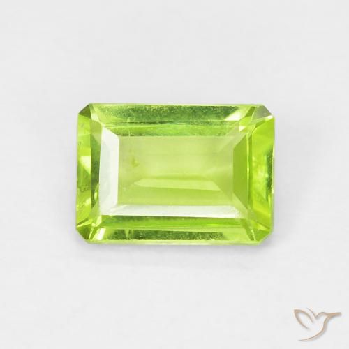 0.99ct Natural Yellowish Green Peridot, Emerald Cut, VS