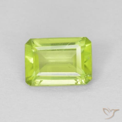 0.95ct Natural Bright Green Peridot, Emerald Cut, VS