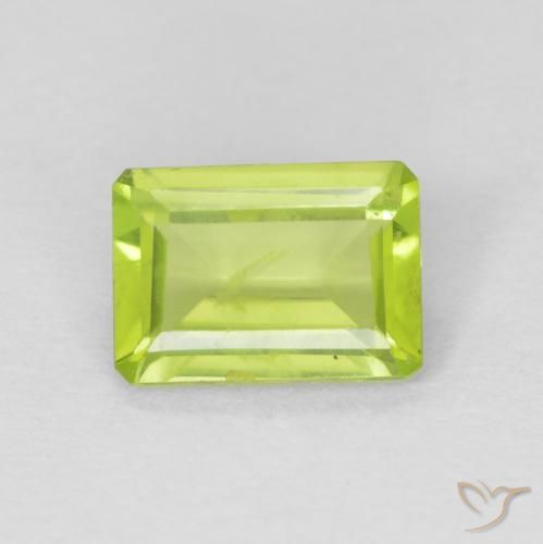 0.91ct Natural Bright Green Peridot, Emerald Cut, VS