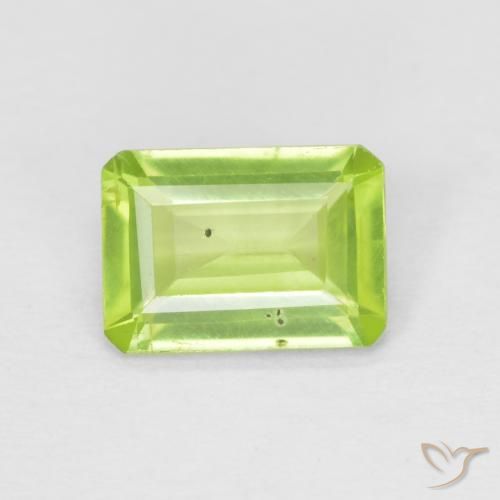 0.84ct Natural Bright Green Peridot, Emerald Cut, Opaque
