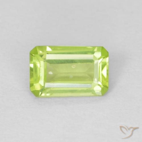 6 x 3,9mm octagonschliff grüner Peridot aus China, Gewicht von 0,52 ct, natürlicher Edelstein in VS Reinheit, 1 Stück octagonschliff Peridot - Farbe: Hellgrün, Mohs-Härte von 6,5 - 7 Geeignet für den täglichen Gebrauch im Schmuck, Photo A