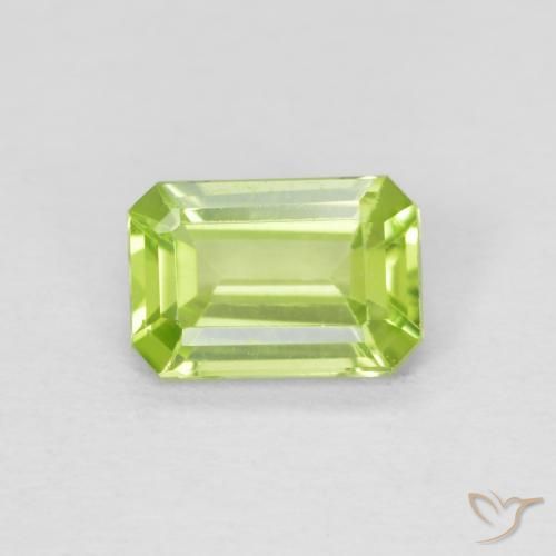 0.55ct Natural Bright Green Peridot, Emerald Cut, VS