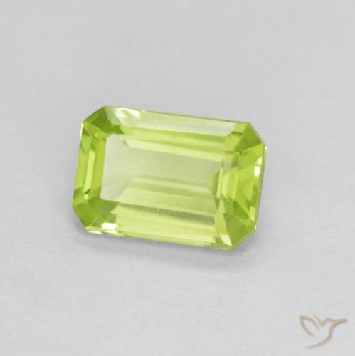 0.55 ct Green Peridot Stone, Natural Peridot in Octagon Step Cut Shape for Sale