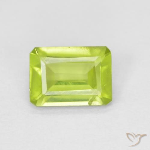 0.89ct Natural Bright Green Peridot, Emerald Cut, VS
