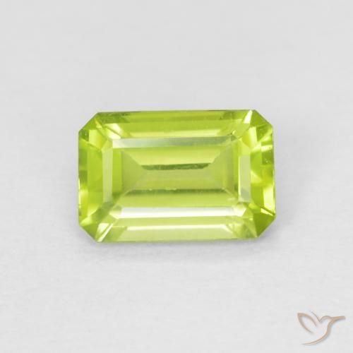 0.58ct Natural Bright Green Peridot, Emerald Cut, VS